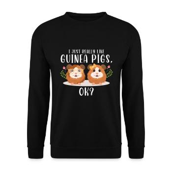 Meerschweinchen Geschenk Haustier Meerschweinchen - Unisex Pullover - Schwarz - Vorne - Alina (178cm) & Michal (187cm)