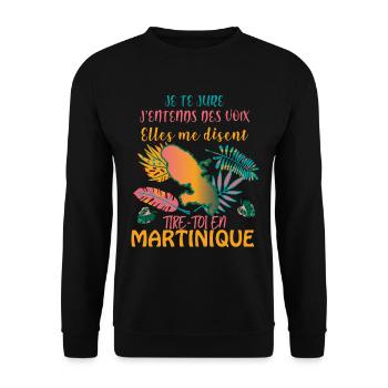 Je Me Tire en Martinique Citation Homme Femme - Sweat-shirt Unisexe - noir - Devant - Alina (178cm) & Michal (187cm)