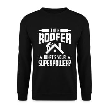 Roofer Gift Work Artisan Roofer - Unisex Sweatshirt - black - Front - Alina (178cm) & Michal (187cm)