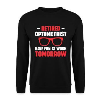 Optiker Geschenk Optometrie - Unisex Pullover - Schwarz - Vorne - Alina (178cm) & Michal (187cm)