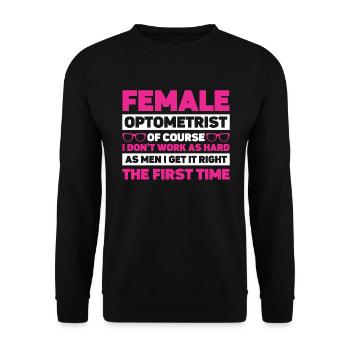 Optiker Geschenk Optometrie - Unisex Pullover - Schwarz - Vorne - Alina (178cm) & Michal (187cm)