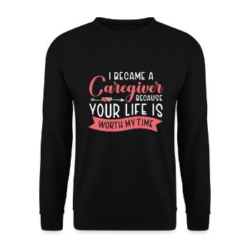 Caregiver Gift Nurse - Unisex Sweatshirt - black - Front - Alina (178cm) & Michal (187cm)