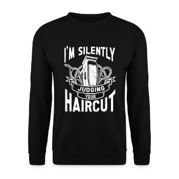Lustiges Friseur Geschenk Stylist Friseur - Unisex Pullover - Schwarz - Vorne - Alina (178cm) & Michal (187cm)