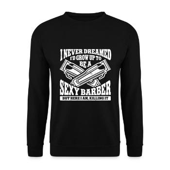Lustiges Friseur Geschenk Stylist Friseur - Unisex Pullover - Schwarz - Vorne - Alina (178cm) & Michal (187cm)