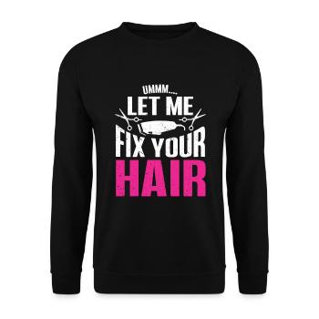 Lustiges Friseur Geschenk Stylist Friseur - Unisex Pullover - Schwarz - Vorne - Alina (178cm) & Michal (187cm)
