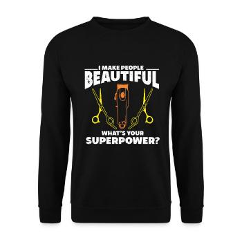 Lustiges Friseur Geschenk Stylist Friseur - Unisex Pullover - Schwarz - Vorne - Alina (178cm) & Michal (187cm)