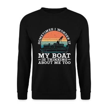 Bateau Ponton Bateau Capitaine de Bateau - Sweat-shirt Unisexe - noir - Devant - Alina (178cm) & Michal (187cm)