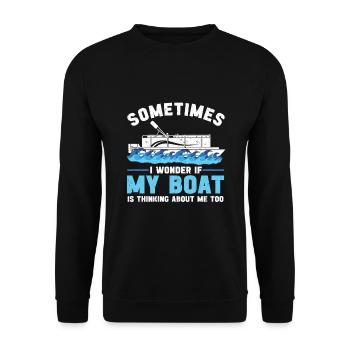 Bateau Ponton Bateau Capitaine de Bateau - Sweat-shirt Unisexe - noir - Devant - Alina (178cm) & Michal (187cm)