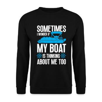 Bateau Ponton Bateau Capitaine de Bateau - Sweat-shirt Unisexe - noir - Devant - Alina (178cm) & Michal (187cm)
