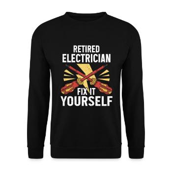 Retired Electrician Gift Electrician - Unisex Sweatshirt - black - Front - Alina (178cm) & Michal (187cm)