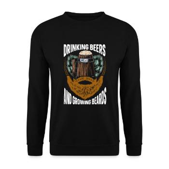 Boire De La Bière Et Se Laisser Pousser La Barbe Drôle - Sweat-shirt Unisexe - noir - Devant - Alina (178cm) & Michal (187cm)