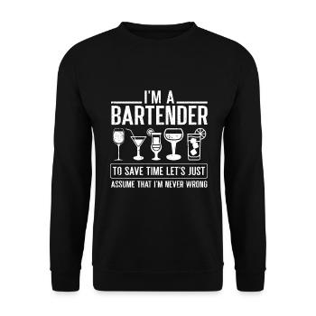 Bartender Gift Job Waiter Bartender - Unisex Sweatshirt - black - Front - Alina (178cm) & Michal (187cm)