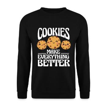 Kekse Backen Weihnachten Plätzchen Bäcker - Unisex Pullover - Schwarz - Vorne - Alina (178cm) & Michal (187cm)