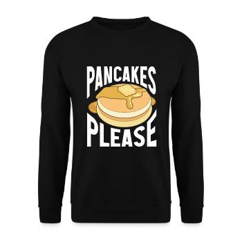 Pfannkuchen Spruch Frühstück Pfannkuchen - Unisex Pullover - Schwarz - Vorne - Alina (178cm) & Michal (187cm)