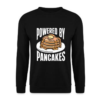 Pfannkuchen Spruch Frühstück Pfannkuchen - Unisex Pullover - Schwarz - Vorne - Alina (178cm) & Michal (187cm)