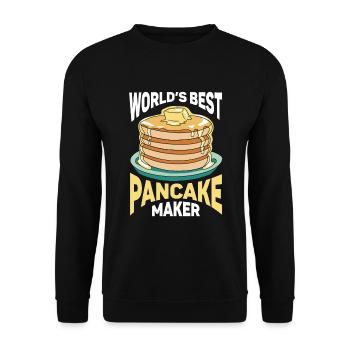 Pfannkuchen Spruch Frühstück Pfannkuchen - Unisex Pullover - Schwarz - Vorne - Alina (178cm) & Michal (187cm)