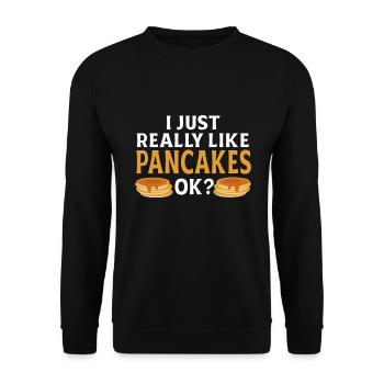 Pfannkuchen Spruch Frühstück Pfannkuchen - Unisex Pullover - Schwarz - Vorne - Alina (178cm) & Michal (187cm)