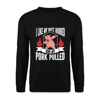 BBQ Pulled Pork Schwein Grill - Unisex Sweatshirt - black - Front - Alina (178cm) & Michal (187cm)