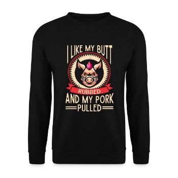 BBQ Pulled Pork Schwein Grill - Unisex Sweatshirt - black - Front - Alina (178cm) & Michal (187cm)