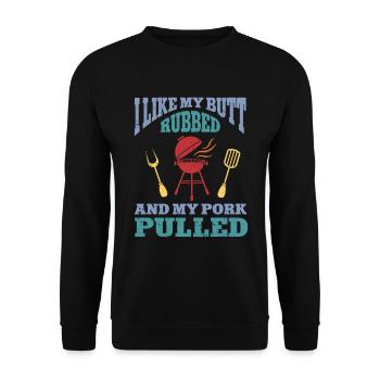 BBQ Pulled Pork Schwein Grill - Unisex Sweatshirt - black - Front - Alina (178cm) & Michal (187cm)