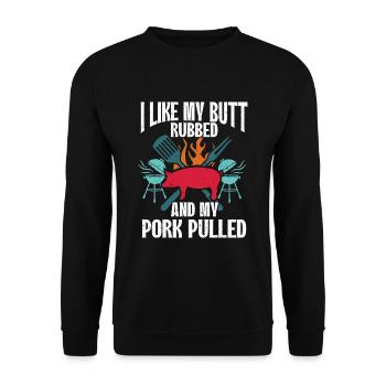 BBQ Pulled Pork Schwein Grill - Unisex Sweatshirt - black - Front - Alina (178cm) & Michal (187cm)