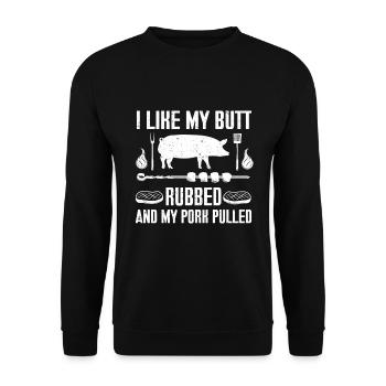 BBQ Pulled Pork Schwein Grill - Unisex Sweatshirt - black - Front - Alina (178cm) & Michal (187cm)