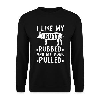 BBQ Pulled Pork Schwein Grill - Unisex Sweatshirt - black - Front - Alina (178cm) & Michal (187cm)