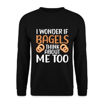 Bagel Geschenk Essen Bagel - Unisex Pullover - Schwarz - Vorne - Alina (178cm) & Michal (187cm)