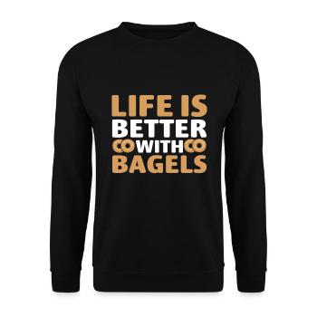 Bagel Geschenk Essen Bagel - Unisex Pullover - Schwarz - Vorne - Alina (178cm) & Michal (187cm)