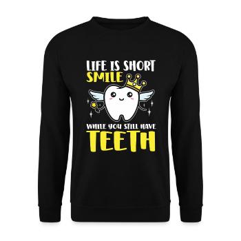 Dentist Student Degree Teeth Dentistry - Unisex Sweatshirt - black - Front - Alina (178cm) & Michal (187cm)