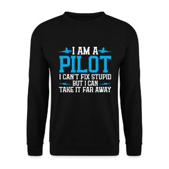Pilot Quote Flight Lover Aircraft Aviation - Unisex Sweatshirt - black - Front - Alina (178cm) & Michal (187cm)
