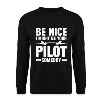 Pilot Quote Flight Lover Aircraft Aviation - Unisex Sweatshirt - black - Front - Alina (178cm) & Michal (187cm)