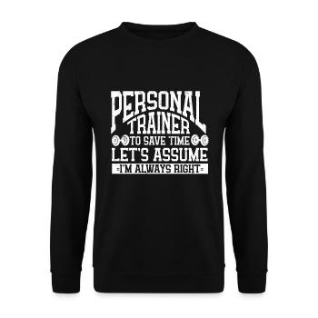 Personal Trainer Coach Gym Workout Fitness Trainer - Unisex Sweatshirt - black - Front - Alina (178cm) & Michal (187cm)