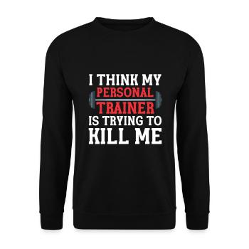 Personal Trainer Coach Gym Workout Fitness Trainer - Unisex Sweatshirt - black - Front - Alina (178cm) & Michal (187cm)