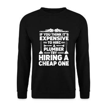 Plumber Men Father Husband Plumber - Unisex Sweatshirt - black - Front - Alina (178cm) & Michal (187cm)