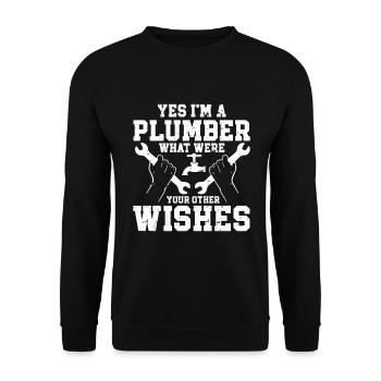 Plumber Men Father Husband Plumber - Unisex Sweatshirt - black - Front - Alina (178cm) & Michal (187cm)