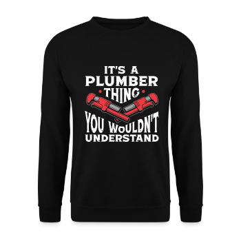 Plumber Men Father Husband Plumber - Unisex Sweatshirt - black - Front - Alina (178cm) & Michal (187cm)