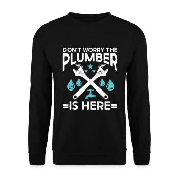 Plumber Men Father Husband Plumber - Unisex Sweatshirt - black - Front - Alina (178cm) & Michal (187cm)
