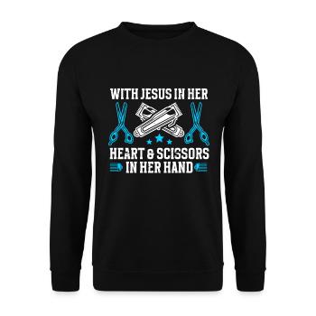 Coiffeuse - Sweat-shirt Unisexe - noir - Devant - Alina (178cm) & Michal (187cm)