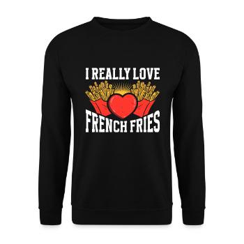 Fast Food Pommes Frites - Unisex Pullover - Schwarz - Vorne - Alina (178cm) & Michal (187cm)