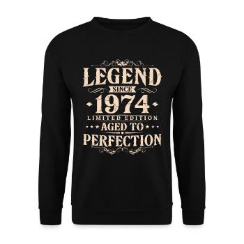 Légende depuis 1974 Vintage Born Anniversaire - Sweat-shirt Unisexe - noir - Devant - Alina (178cm) & Michal (187cm)