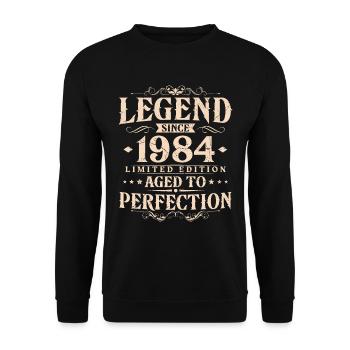 Légende depuis 1984 Vintage Born Anniversaire - Sweat-shirt Unisexe - noir - Devant - Alina (178cm) & Michal (187cm)