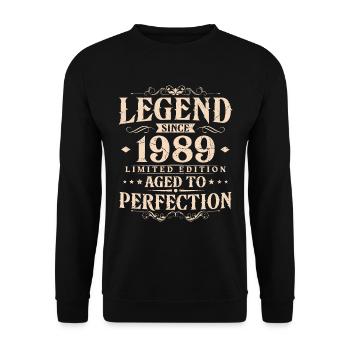 Legend Since 1989 Vintage Born Birthday - Unisex Sweatshirt - black - Front - Alina (178cm) & Michal (187cm)