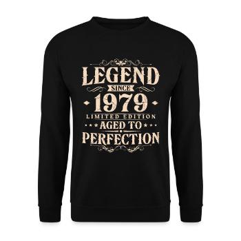 Légende depuis 1979 Vintage Born Anniversaire - Sweat-shirt Unisexe - noir - Devant - Alina (178cm) & Michal (187cm)