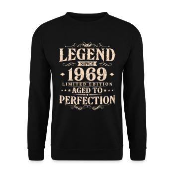 Légende depuis 1969 Vintage Born Anniversaire - Sweat-shirt Unisexe - noir - Devant - Alina (178cm) & Michal (187cm)