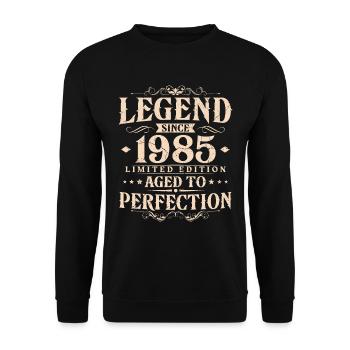 Legend since 1985 Vintage Born Birthday - Unisex Sweatshirt - black - Front - Alina (178cm) & Michal (187cm)