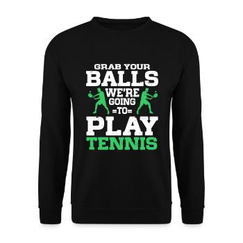 Tennis Art Retired Tennis Player Racket - Unisex Pullover - Schwarz - Vorne - Alina (178cm) & Michal (187cm)