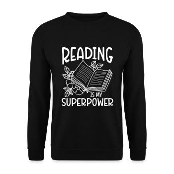 Reading Bookworm - Unisex Sweatshirt - black - Front - Alina (178cm) & Michal (187cm)