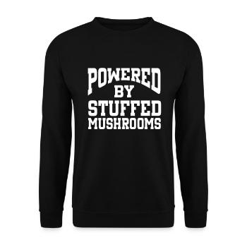 Powered By Stuffed Mushrooms - Unisex Pullover - Schwarz - Vorne - Alina (178cm) & Michal (187cm)