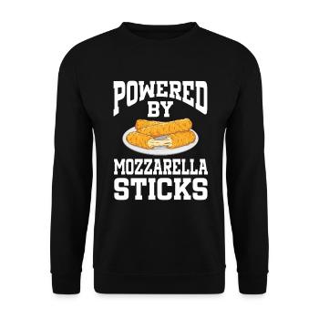 Powered By Mozzarella Sticks - Unisex Sweatshirt - black - Front - Alina (178cm) & Michal (187cm)